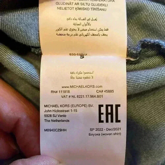 MICHAEL Michael Kohrs Chambray Denim Off Shoulder Ruffle Blouse Top Size Large. - Picture 6 of 13